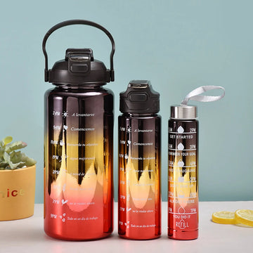 3Pcs Leakproof Water Bottle with Times